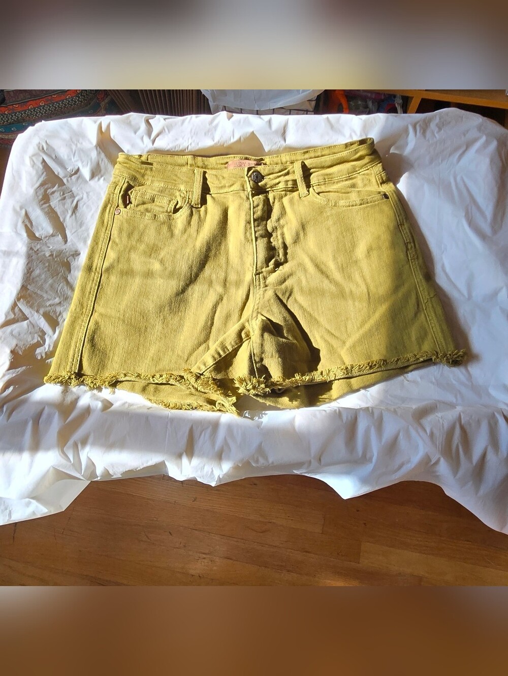 Judy Blue Olive Green Frayed Hem Denim Shorts